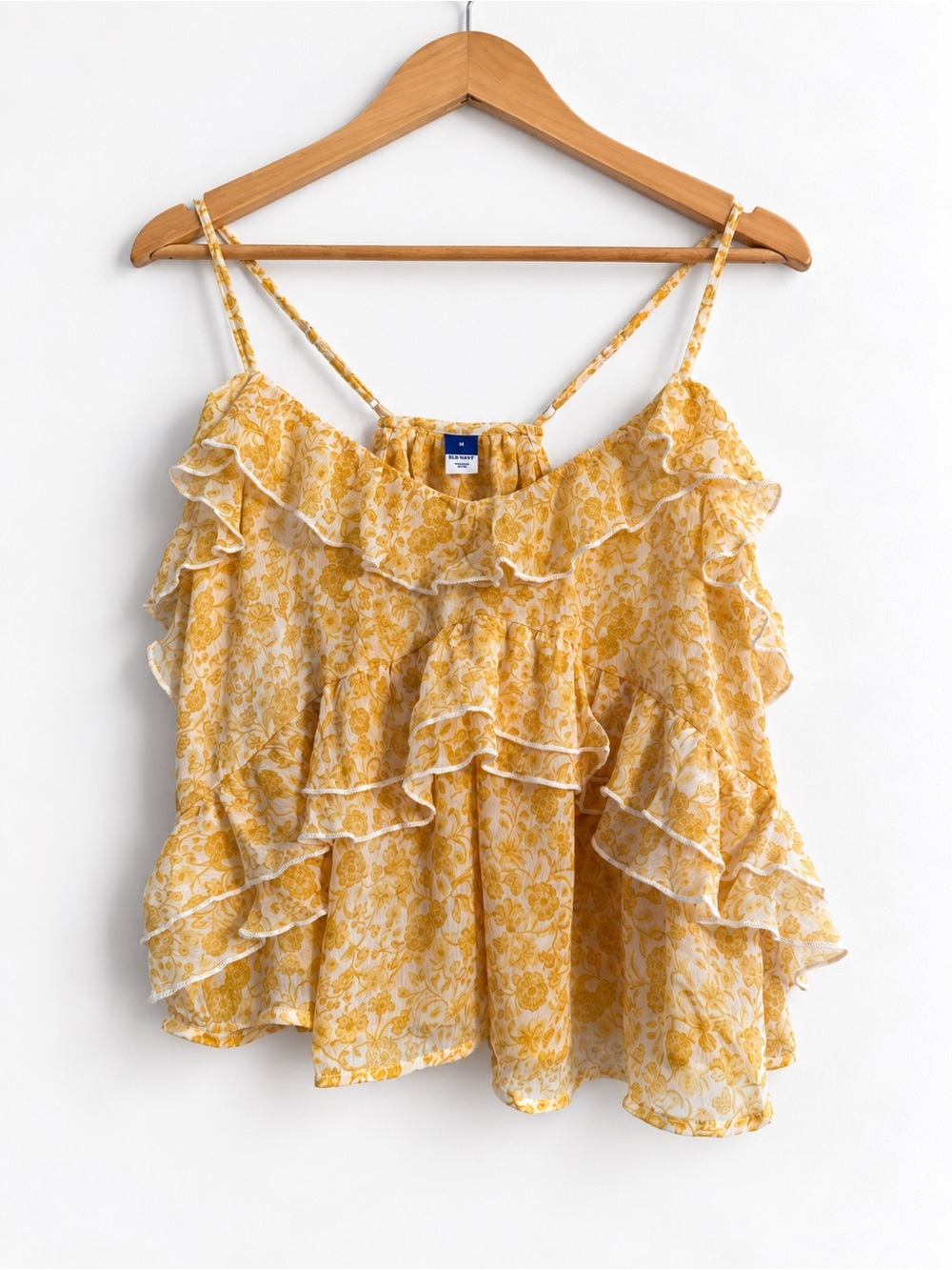Old Navy Yellow Floral Ruffle Spaghetti-Strap Camisole